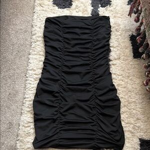 Strapless Black Ruched Dress